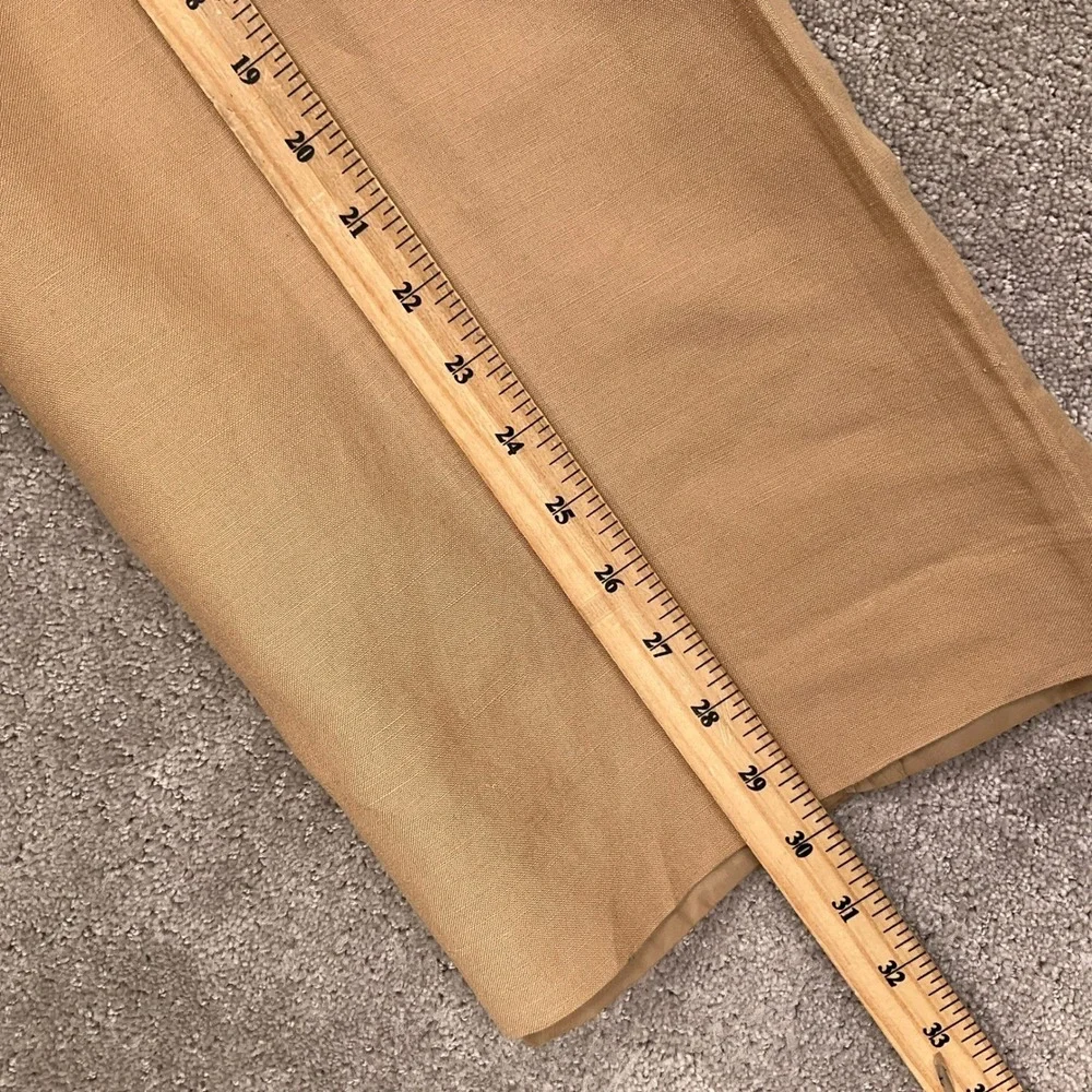 Kasper‎ 3 Pc Pant Suit Women 18 Tan Embroidered Career Lightweight Linen Summer